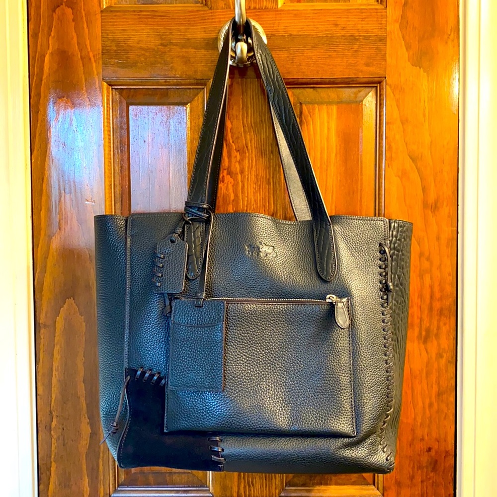 Coach Black Leather Rip & Repair Tote